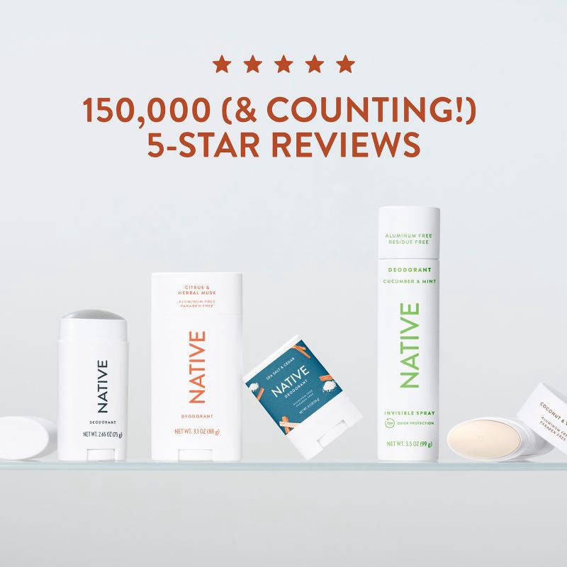 slide 8 of 10, Native Solid Deodorant for Men & Women - Black Oak & Amber - Aluminum-Free 2.65oz, 2.65 oz