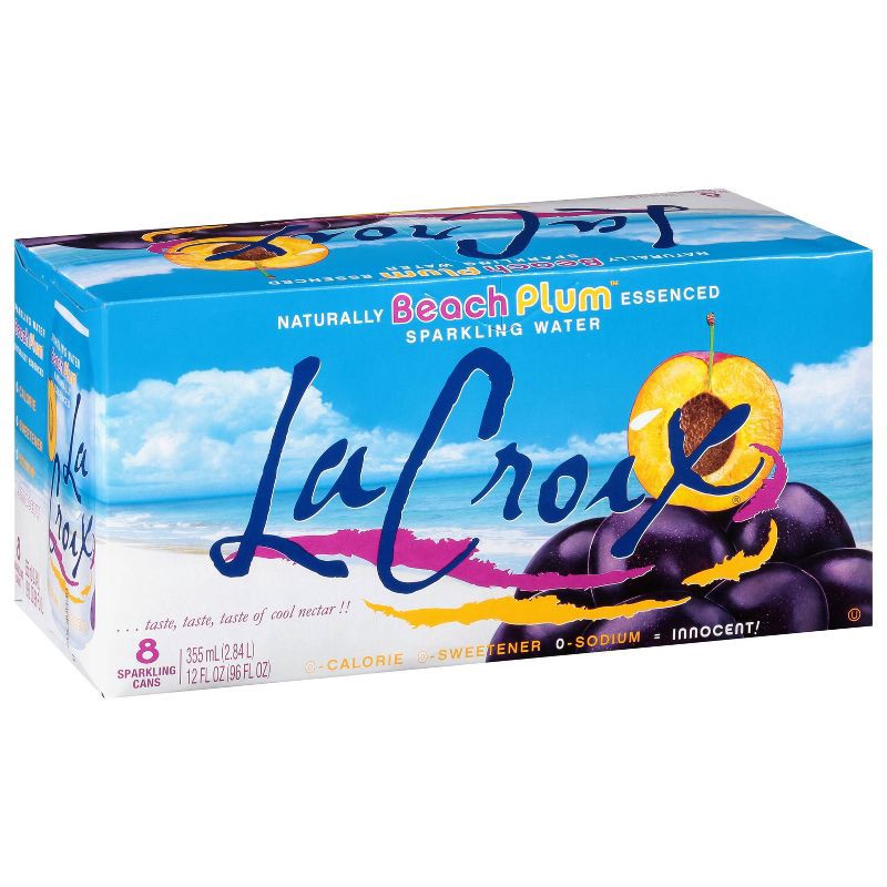 slide 1 of 5, LaCroix Beach Plum Sparkling Water - 8pk/12 fl oz Cans, 8 ct; 12 fl oz