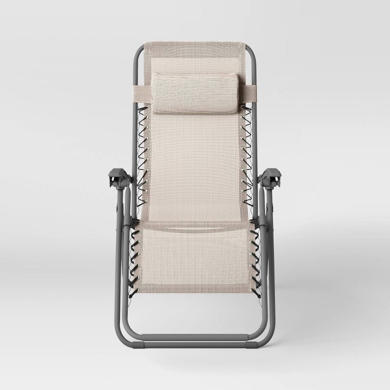 slide 4 of 7, Zero Gravity Outdoor Portable Folding Lounge Chair Tan - Room Essentials™, 1 ct