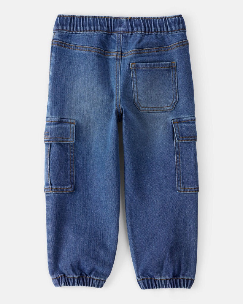 slide 4 of 4, Oshkosh Toddler Boy Denim Cargo Joggers - Dark Wash Blue 2T, 1 ct