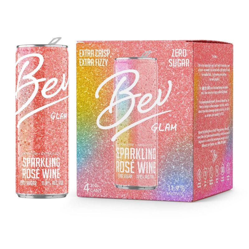 slide 2 of 4, Bev Glam Rosé Wine - 4pk/250ml Cans, 4 ct; 250 ml