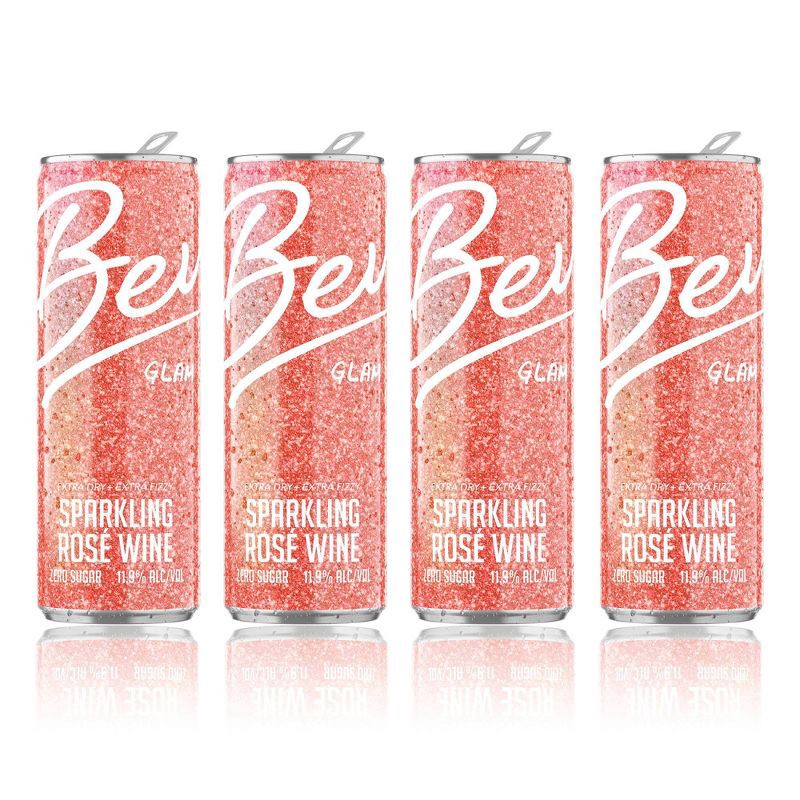 slide 4 of 4, Bev Glam Rosé Wine - 4pk/250ml Cans, 4 ct; 250 ml