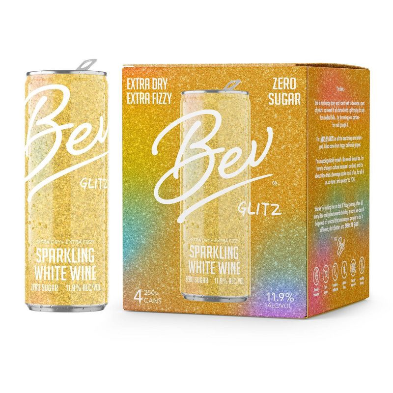 slide 2 of 7, Bev Glitz White Wine Blend- 4pk/250ml Cans, 4 ct; 250 ml