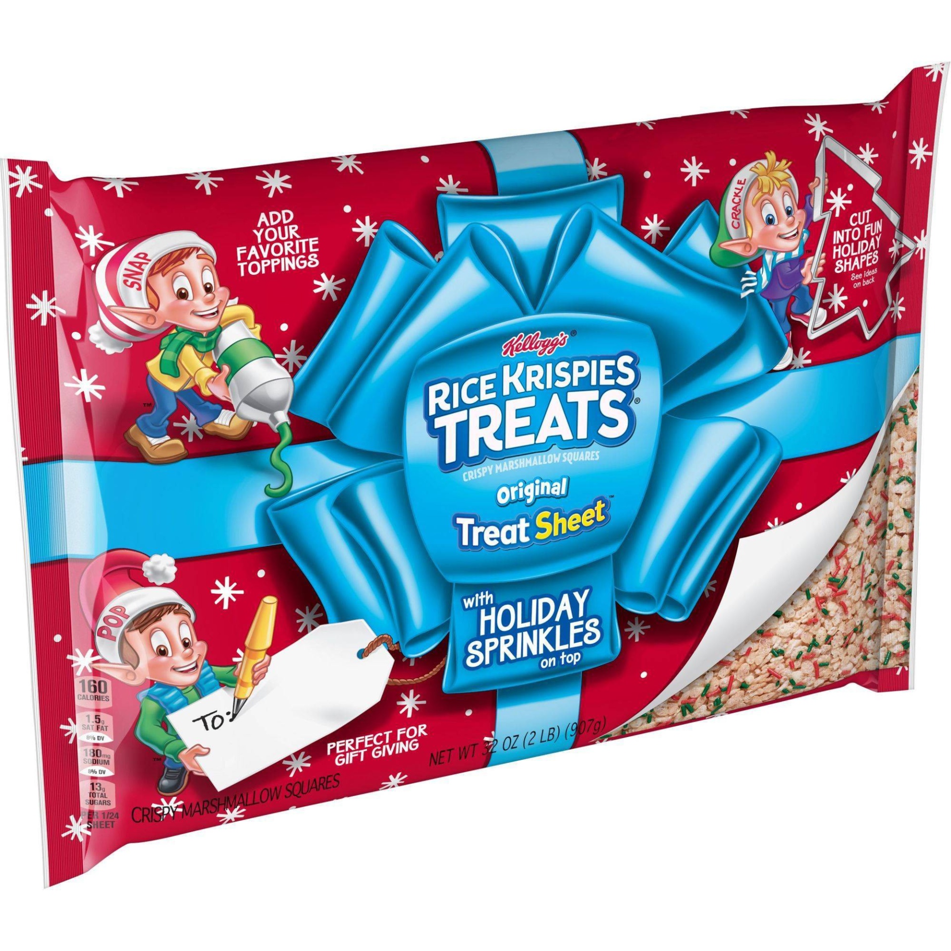 slide 1 of 6, Rice Krispies Treats Holiday Treat Sheet with Sprinkles, 32 oz