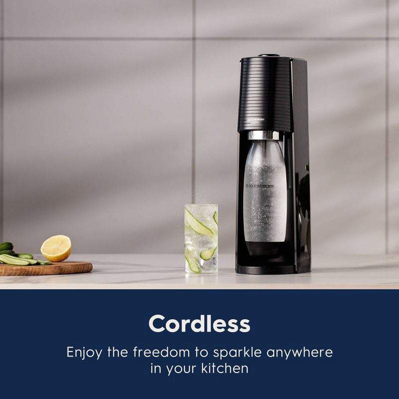 slide 8 of 10, SodaStream Terra Sparkling Water Maker with Extra CO2 Cylinder and Carbonating Bottle Black, 1 ct