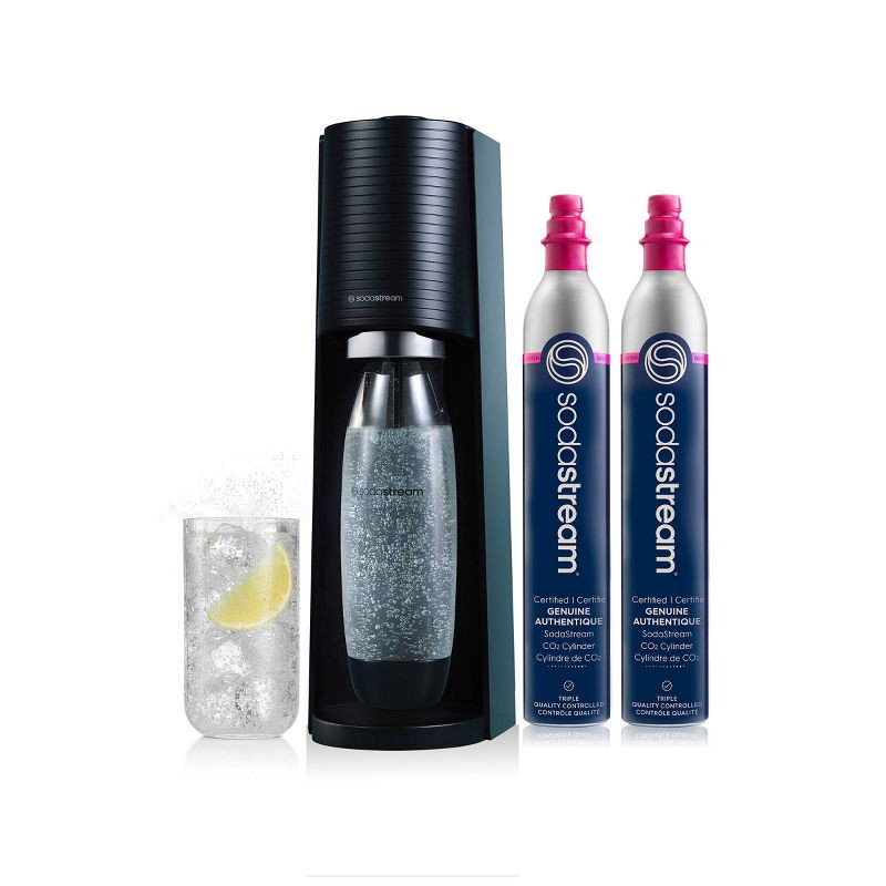 slide 1 of 10, SodaStream Terra Sparkling Water Maker with Extra CO2 Cylinder and Carbonating Bottle Black, 1 ct