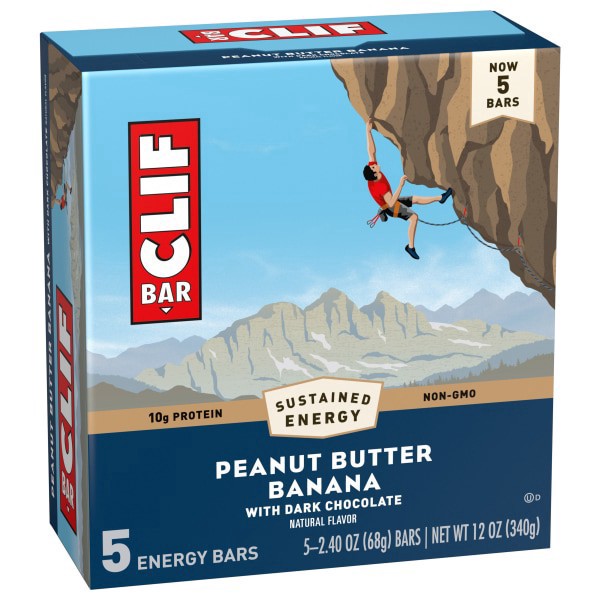 slide 13 of 13, CLIF BAR - Peanut Butter Banana with Dark Chocolate Flavor - Made with Organic Oats - 10g Protein - Non-GMO - Plant Based - Energy Bars - 2.4 oz. (5 Pack), true - 5 ct; 2.4 oz, 5 ct; 2.4 oz
