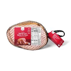 Hickory Smoked Spiral-Cut Bone-In Ham - 6.5-12lbs - price per lb - Market Pantry™