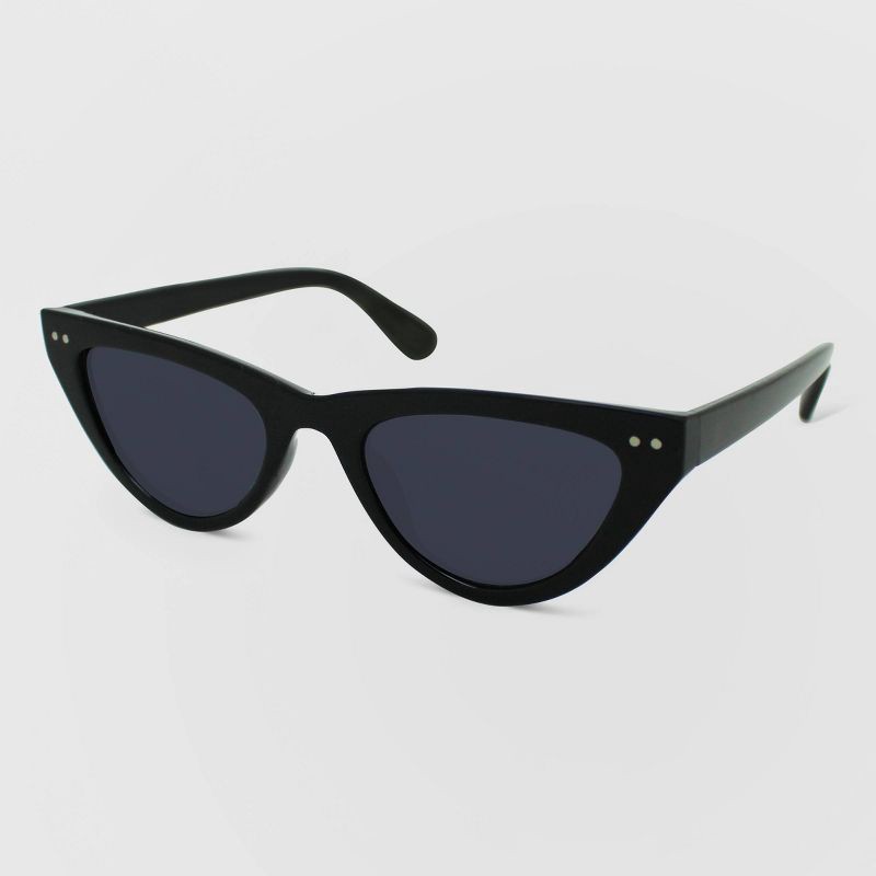 slide 2 of 6, Women's Plastic Cateye Sunglasses - Wild Fable™ Black: UV Protection, Medium Fit, Hinged Temple, 1 ct