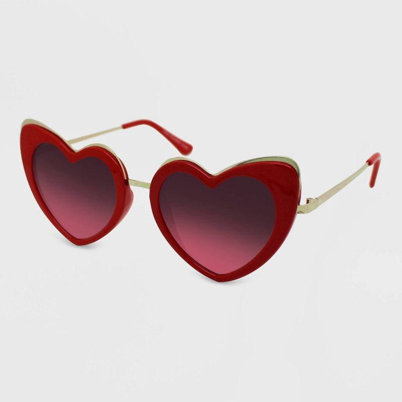 slide 2 of 2, Women's Valentine's Day Heart Sunglasses - Wild Fable™ Red: Maximum UV Protection, Medium Fit, 1 ct