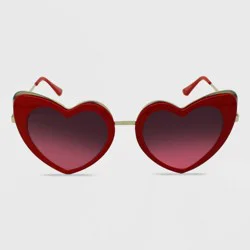 Women's Valentine's Day Heart Sunglasses - Wild Fable™ Red: Maximum UV Protection, Medium Fit