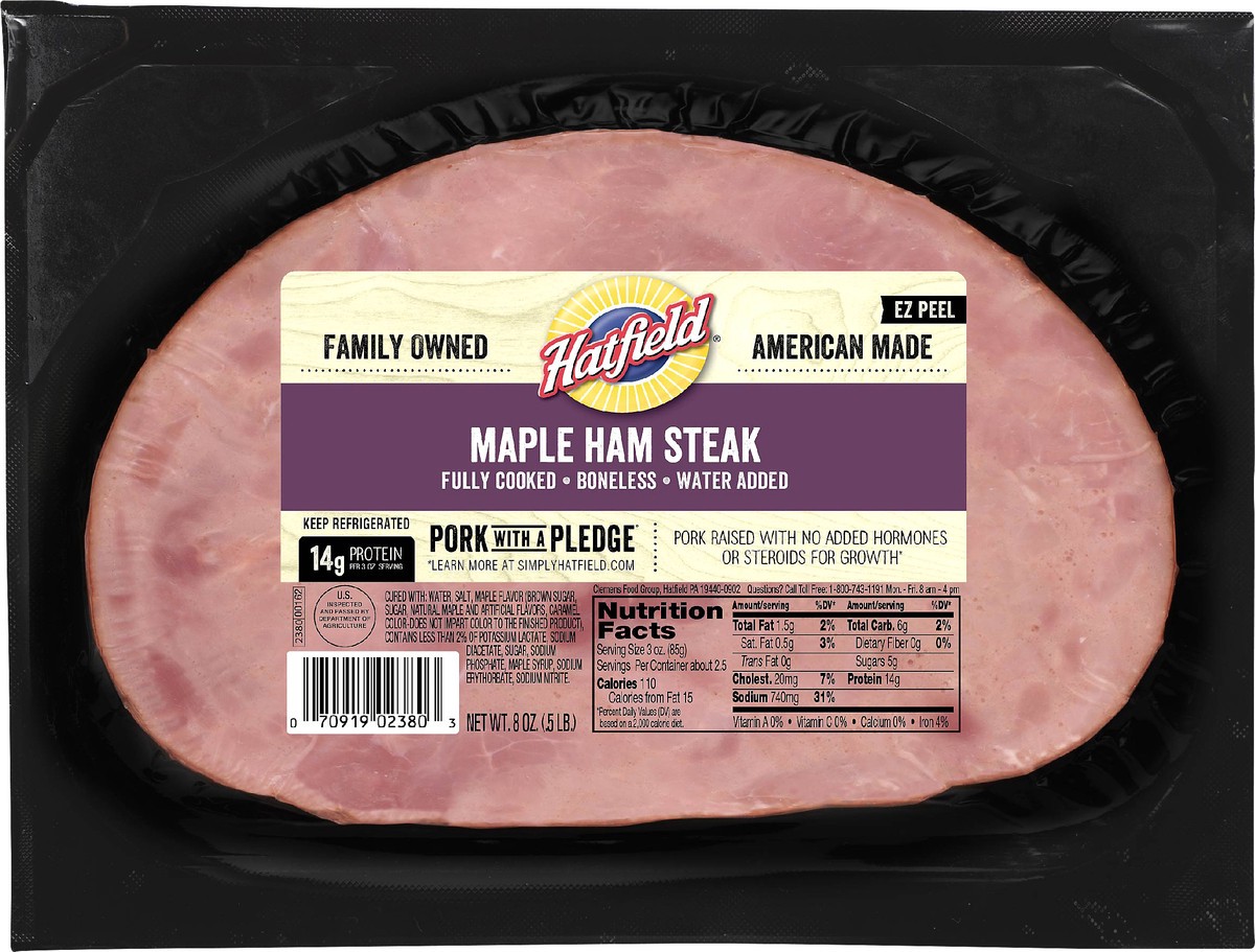 slide 4 of 7, Hatfield Maple Ham Steak, 8 oz
