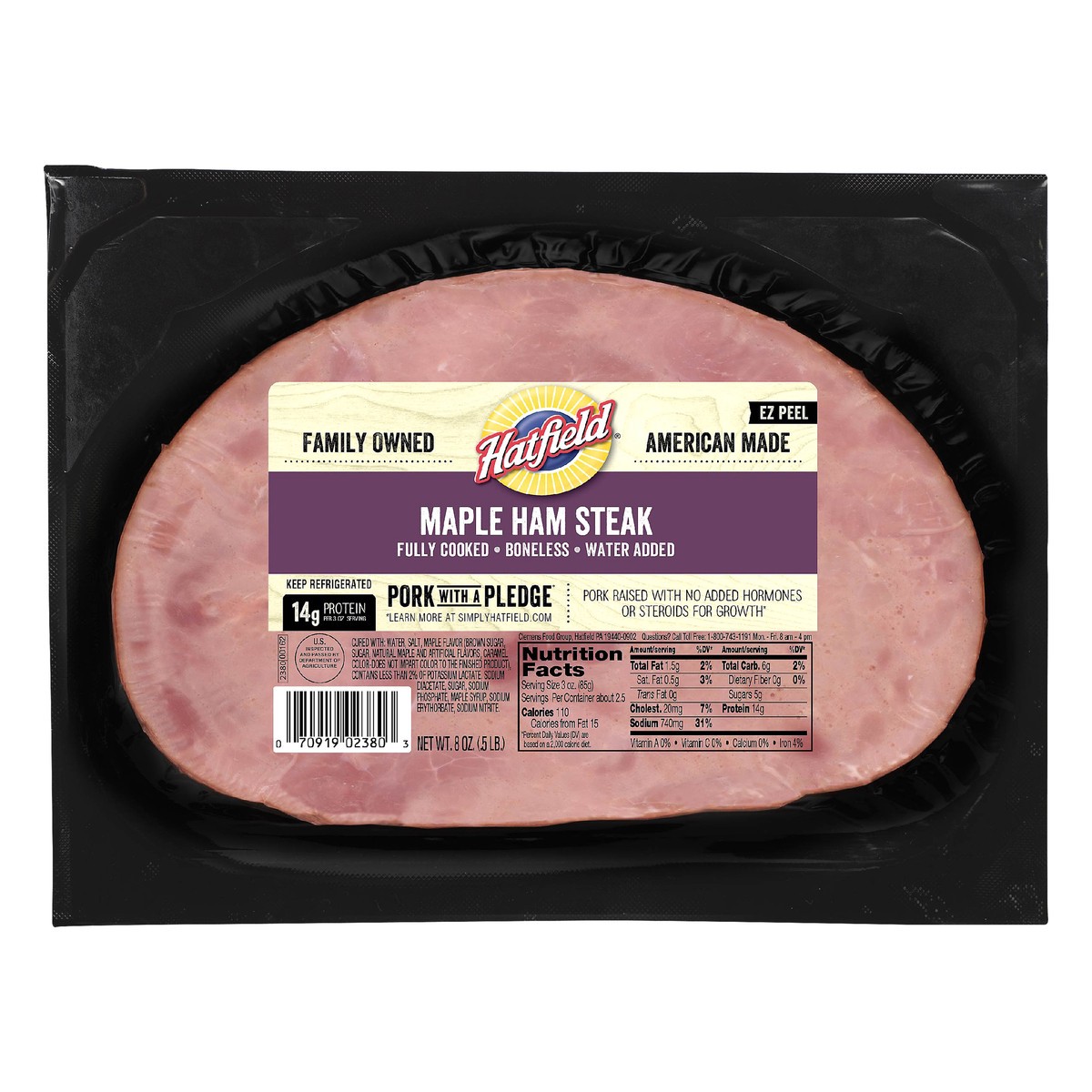 slide 1 of 7, Hatfield Boneless Maple Ham Steak 8 oz, 