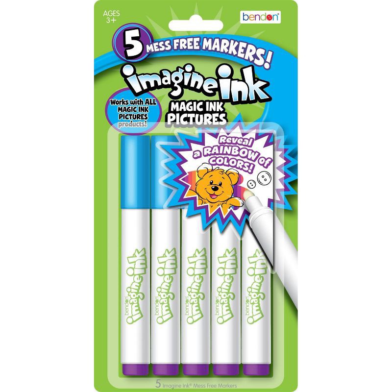 slide 1 of 4, Bendon 5pc Imagine Ink Mess Free Markers, 5 ct