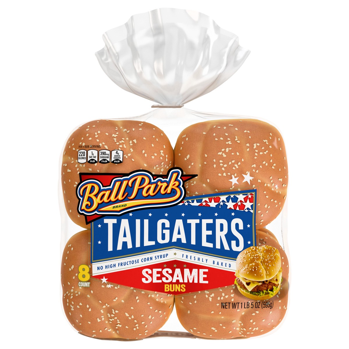 slide 1 of 11, Ball Park Tailgaters Sesame Buns, 8 count, 21 oz, 8 ct