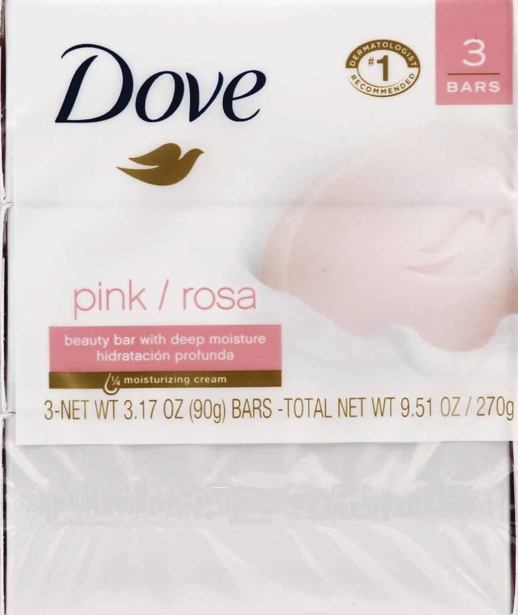 slide 4 of 6, Dove Beauty Bar Gentle Skin Cleanser Pink, 3.17 oz, 3 Bars , 3.17 oz