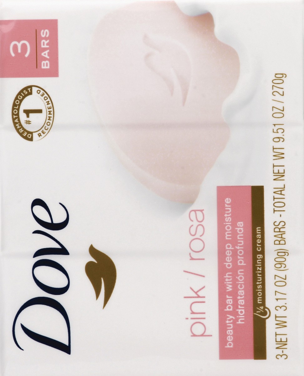 slide 5 of 6, Dove Beauty Bar Gentle Skin Cleanser Pink, 3.17 oz, 3 Bars , 3.17 oz