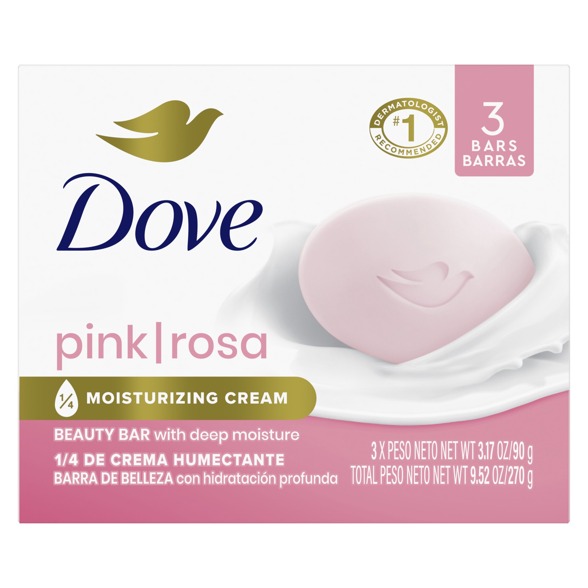 slide 1 of 6, Dove Beauty Bar Gentle Skin Cleanser Pink, 3.17 oz, 3 Bars, 3.17 oz