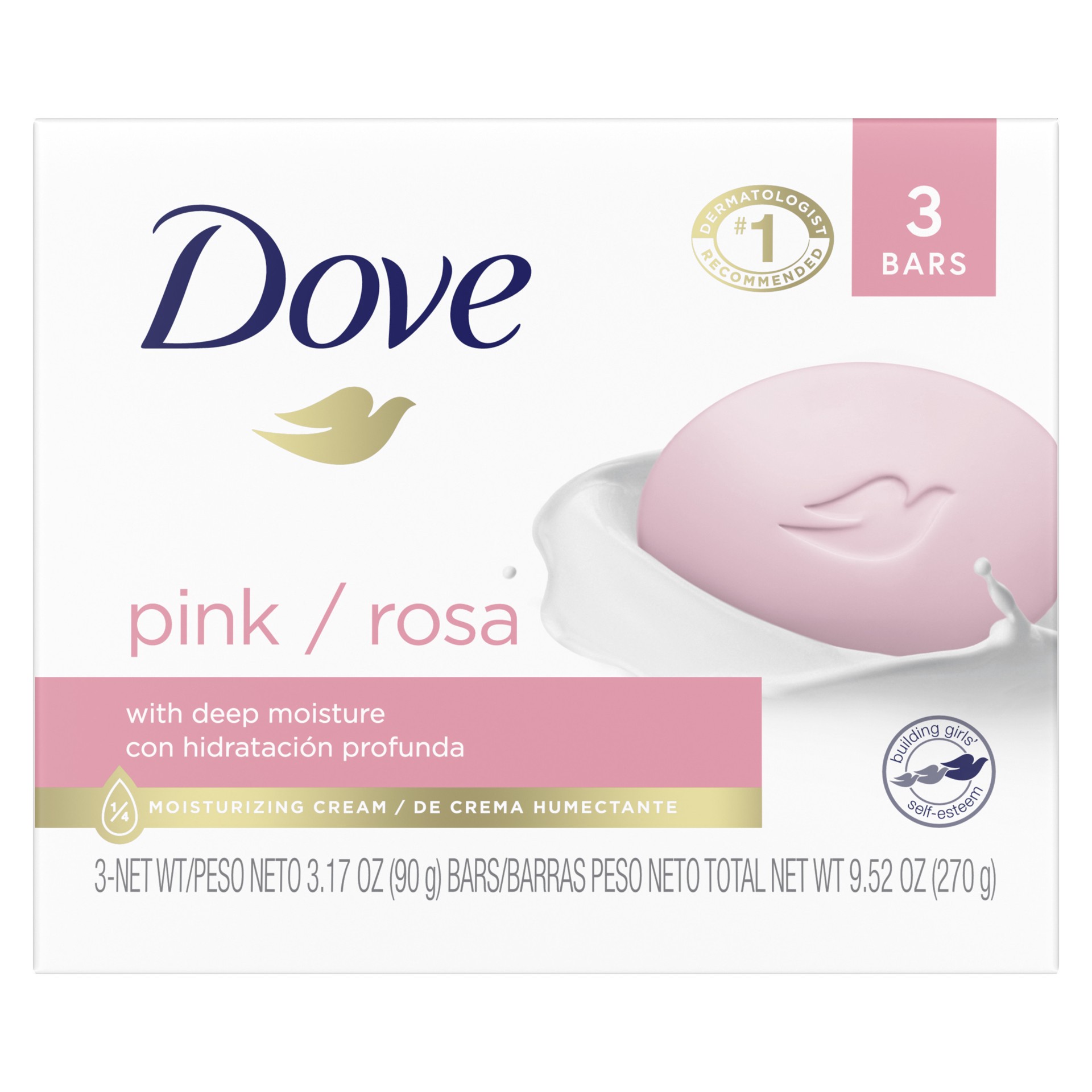 slide 1 of 6, Dove Beauty Bar Gentle Skin Cleanser Pink, 3.17 oz, 3 Bars , 3.17 oz