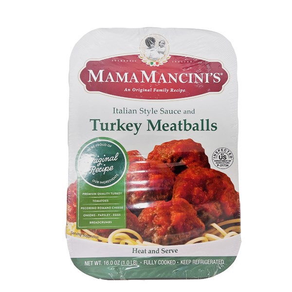 slide 1 of 1, Mama Mancini's Turkey Meatballs With Slow Cooked Italian Sauce - Frozen, 16 oz