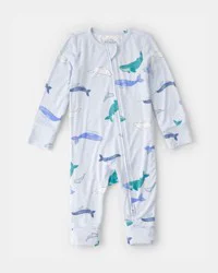 Carter's Baby Whale PurelySoft 2-Way Zip Snug Fit Sleep & Play Pajamas - Blue NB
