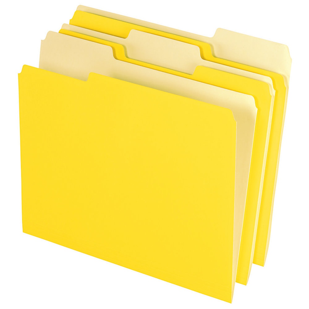 slide 1 of 1, Office Depot Brand File Folders, Letter Size, 1/3 Cut, Yellow, Box Of 100, 100 ct