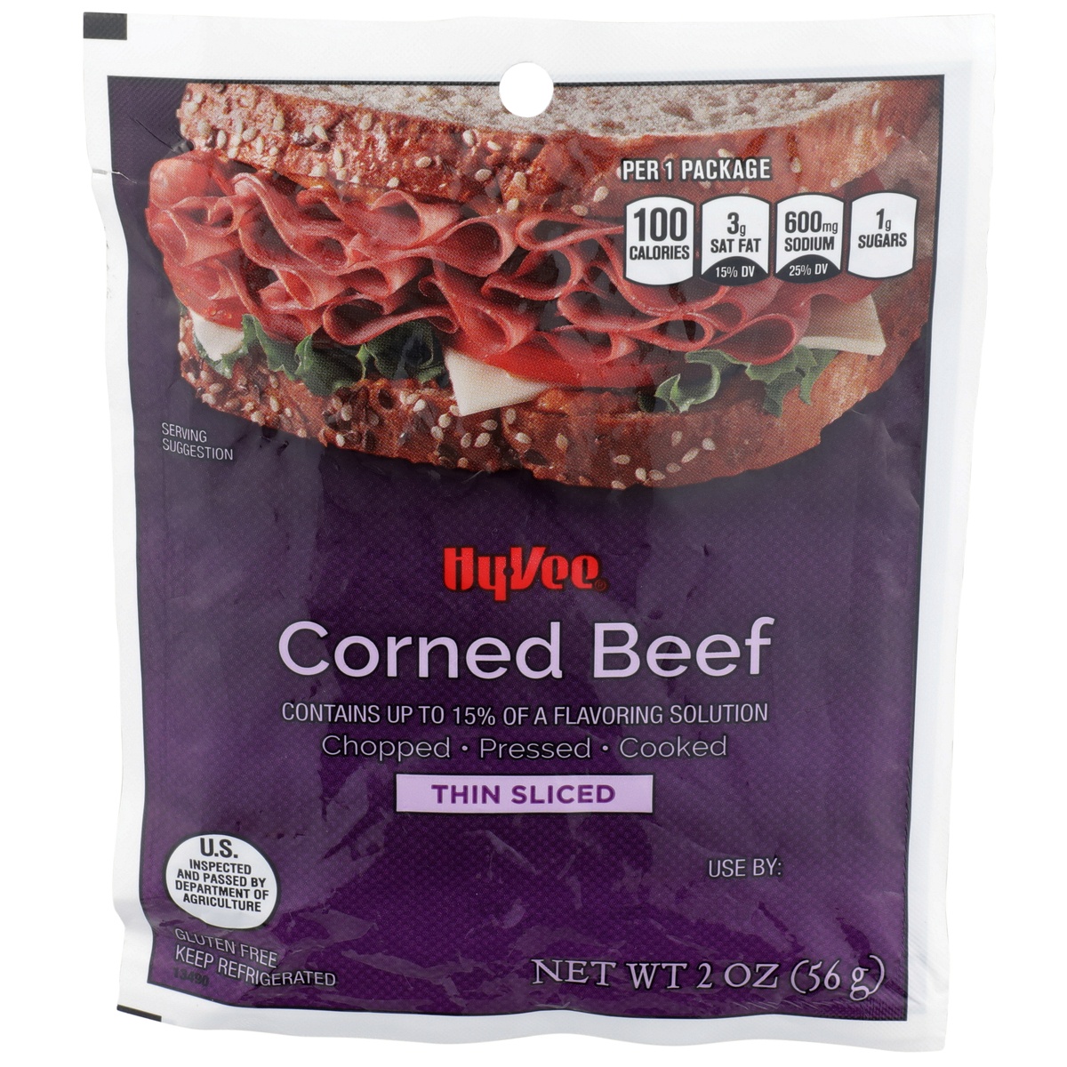 slide 1 of 1, Hy-vee Thin Sliced Corned Beef, 2 oz