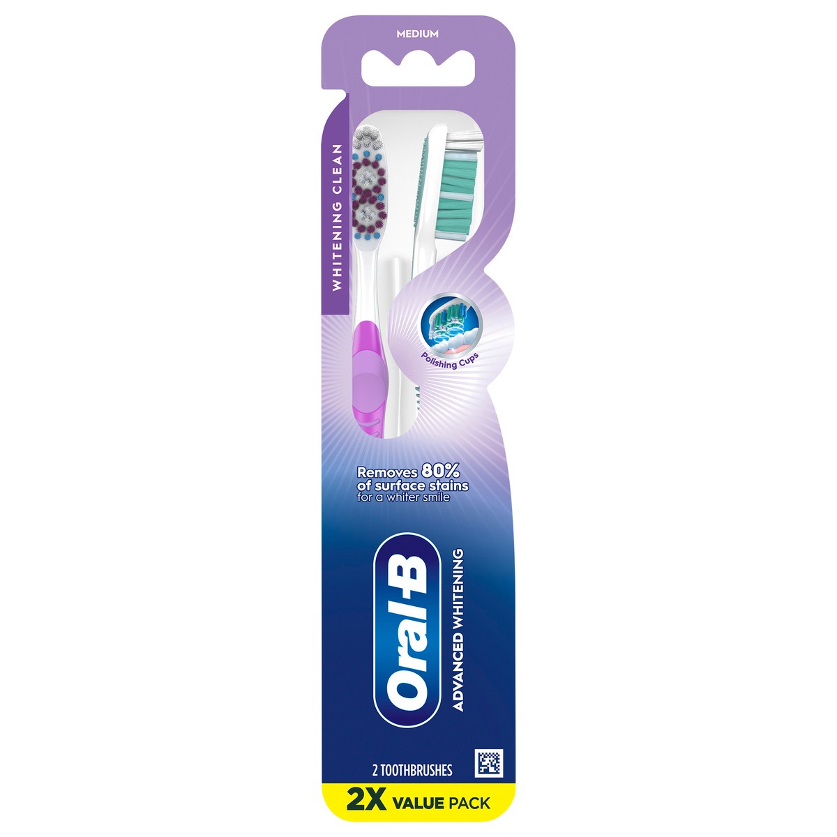 slide 1 of 3, Oral-B Advanced Whitening Manual Toothbrush, Medium, 2 Count, 2 ct