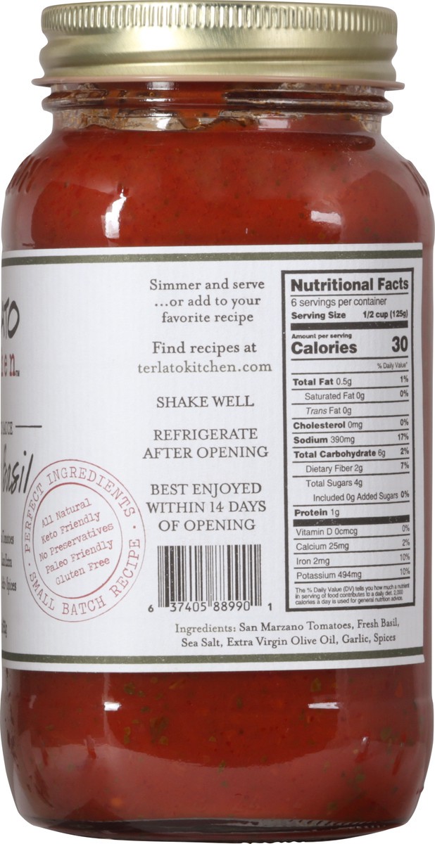 slide 12 of 12, Terlato Kitchen Tomato Basil Sauce, 24 oz