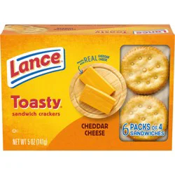 Lance Toasty Cheddar Sandwich Crackers, 6 Individually Wrapped Packs, 4 Sandwiches Each
