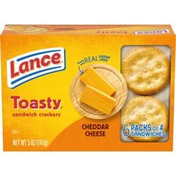 Lance Toasty Cheddar Sandwich Crackers, 6 Individually Wrapped Packs, 4 Sandwiches Each