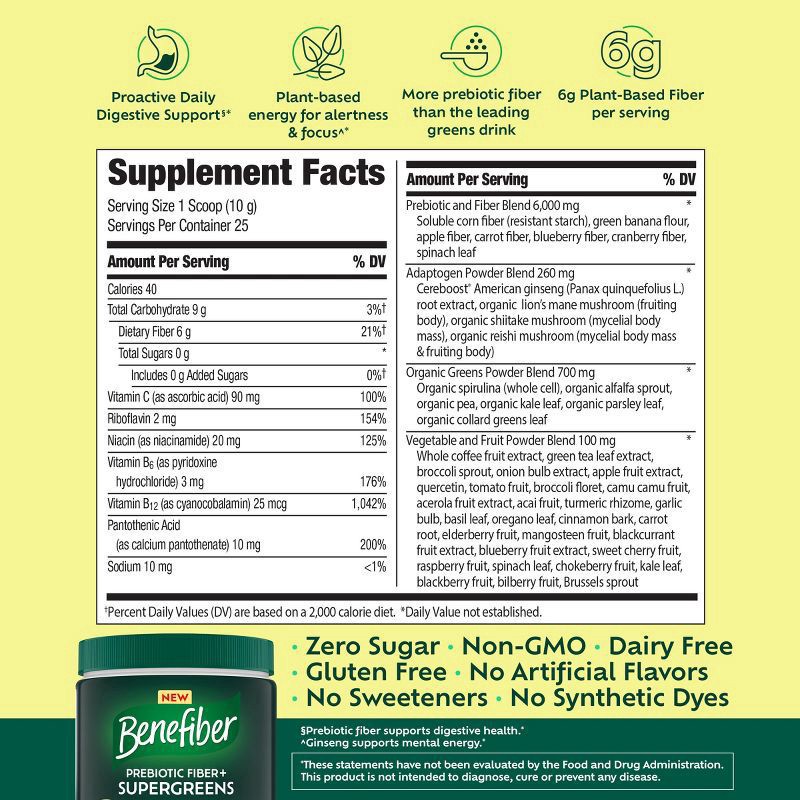 slide 15 of 15, Benefiber Super Green, 8.8 oz