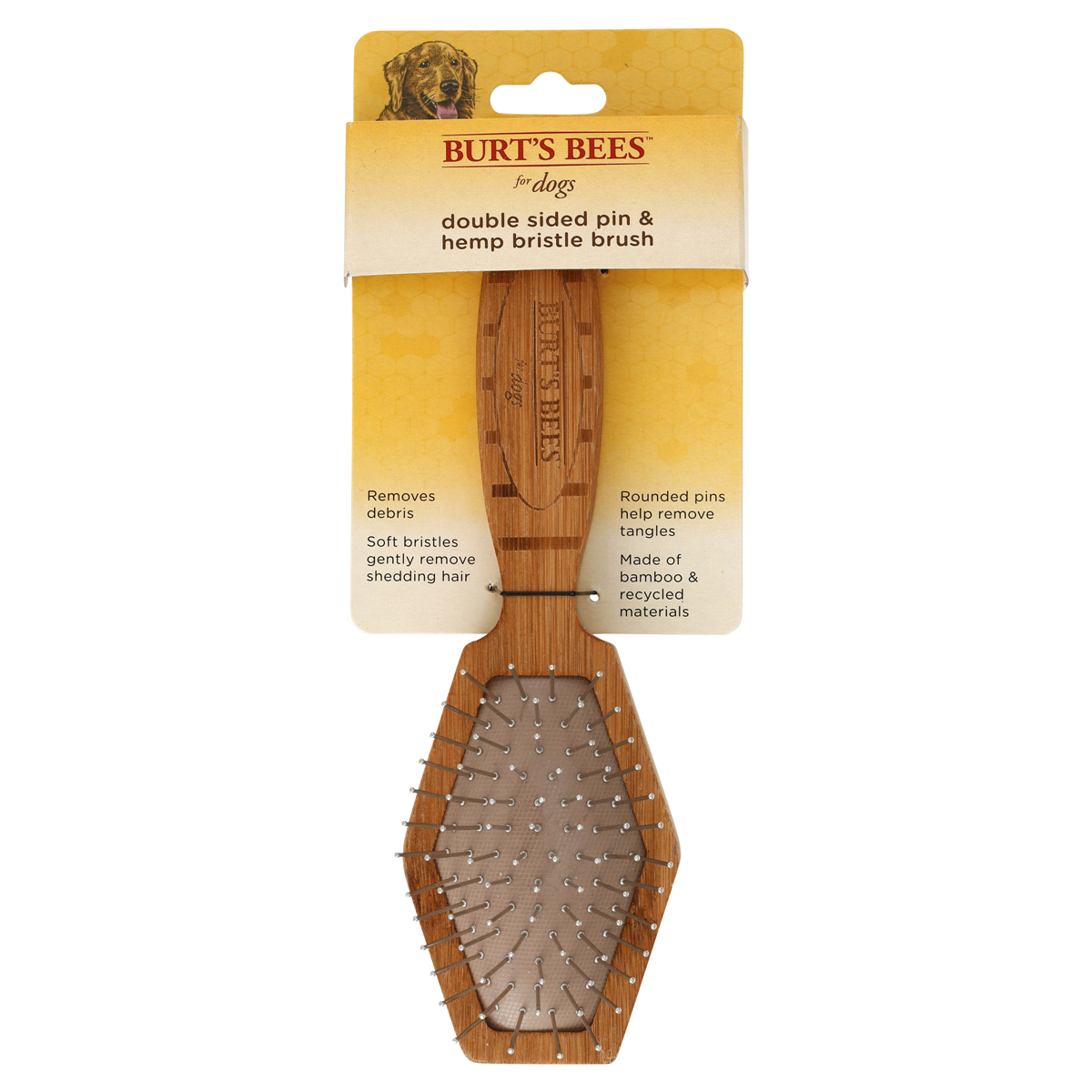 slide 1 of 1, Burt's Bees Double-Sided Pin & Hemp Bristle Pet Brush, 1 ct