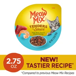 Meow Mix Tender Favorites with REAL Tuna & Whole Shrimp in Sauce, Wet Cat Food, 2.75 oz