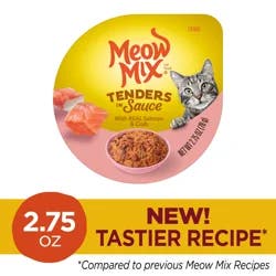 Meow Mix Tenders in Sauce with REAL Salmon & Crab, Wet Cat Food, 2.75 oz Cup