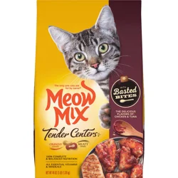 Meow Mix Tender Centers Dry Cat Food with Basted Bites, Chicken & Tuna Flavors, 3 Pound Bag