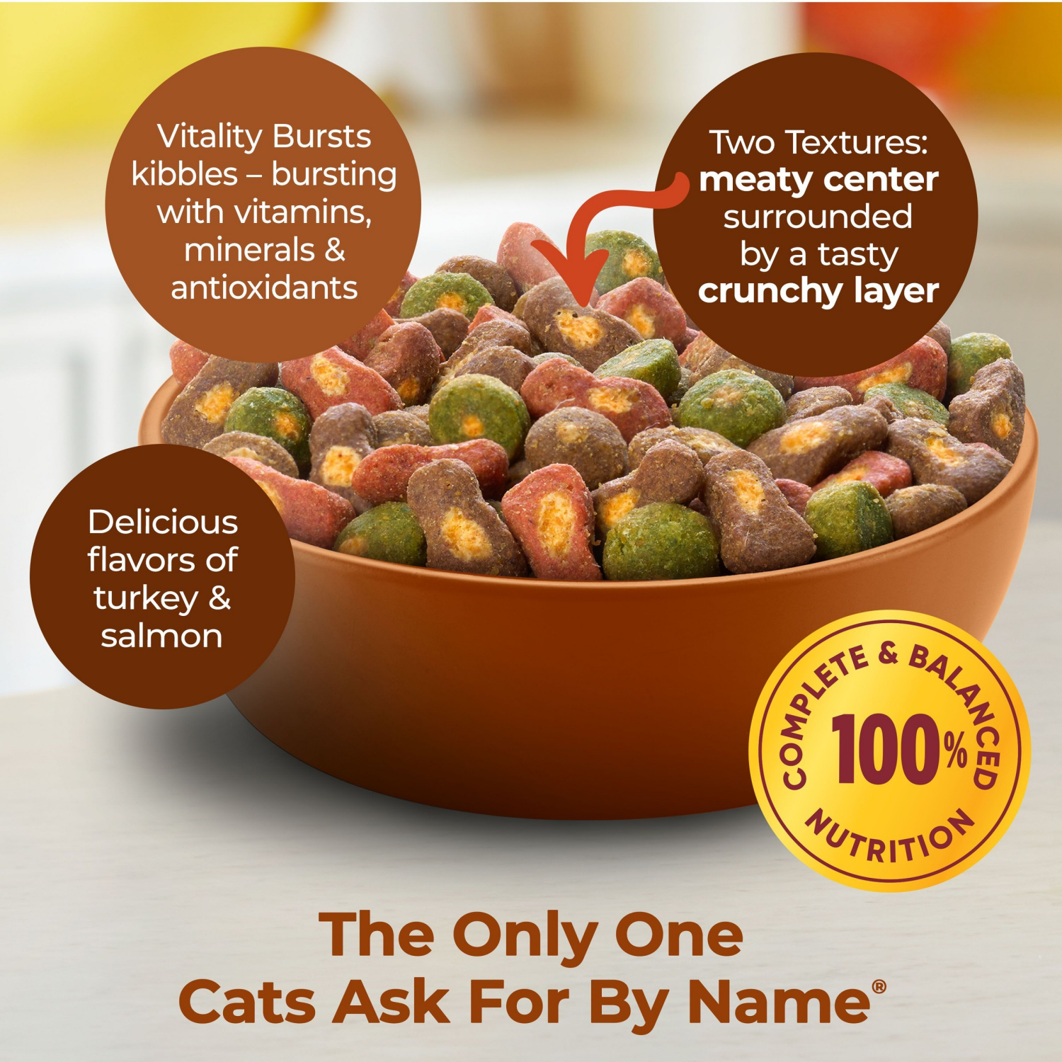 slide 5 of 7, Meow Mix Tender Centers Dry Cat Food With Vitality Bursts Salmon & Turkey Flavors, 3 Pound Bag, 48 oz