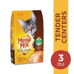 Meow Mix Tender Centers Dry Cat Food With Vitality Bursts Salmon & Turkey Flavors, 3 Pound Bag