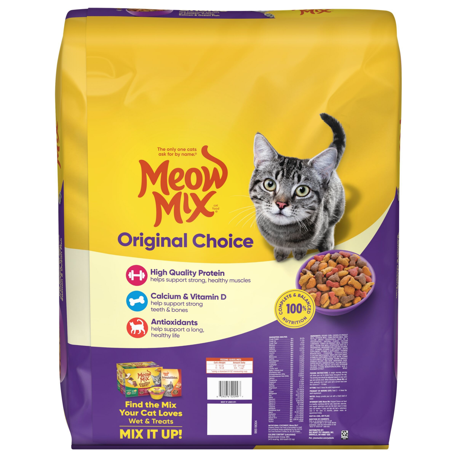 slide 7 of 8, Meow Mix Original Choice Dry Cat Food, 30 lb. Bag, 30 lb