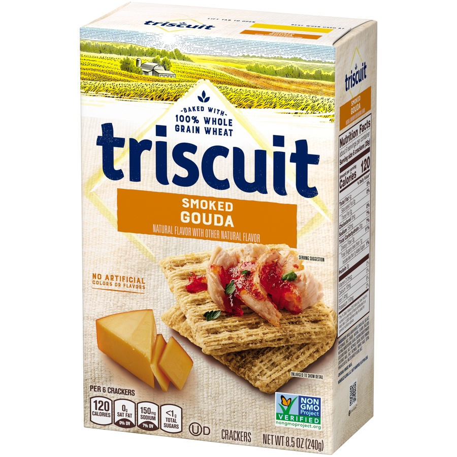 slide 2 of 8, Triscuit Smoked Gouda Flavored Crackers, 8.5 oz