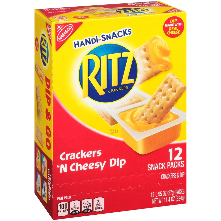slide 2 of 8, Handi-Snacks Ritz Crackers'N Cheese Dip, 12 ct; 0.95 oz