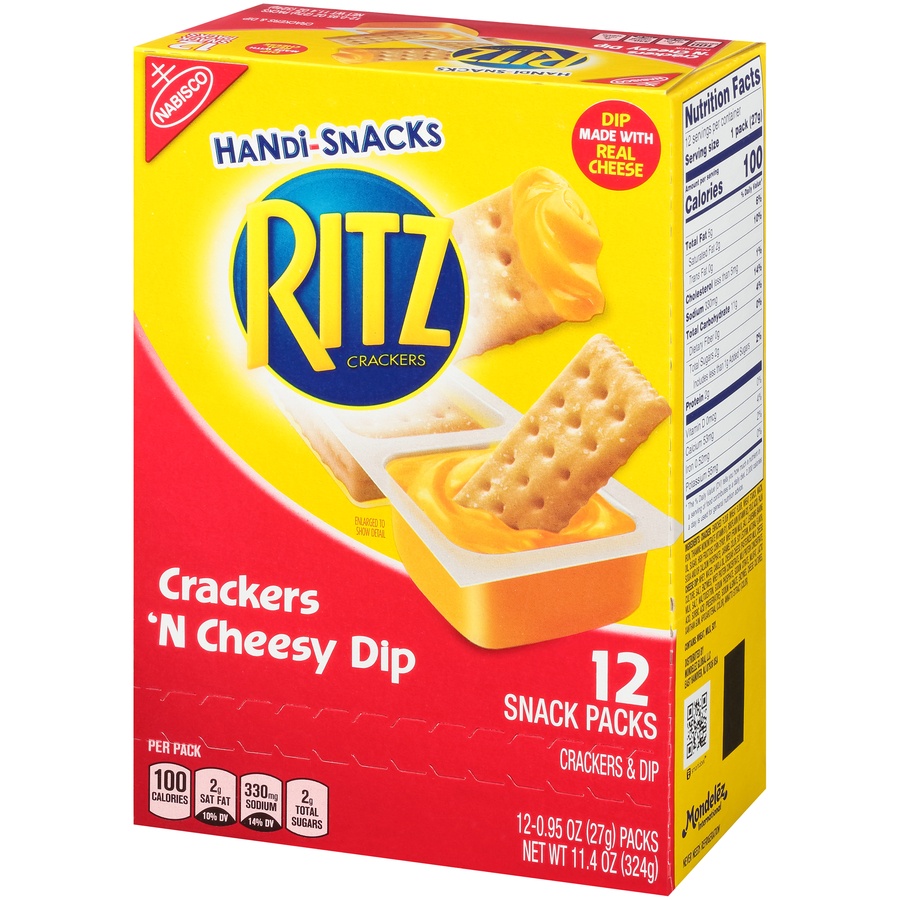 slide 3 of 8, Handi-Snacks Ritz Crackers'N Cheese Dip, 12 ct; 0.95 oz