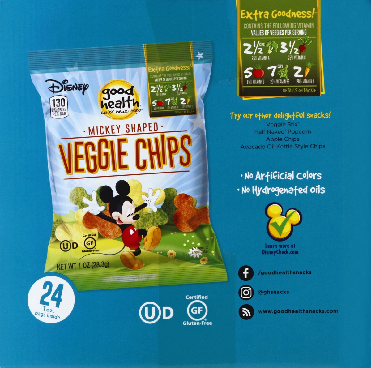 slide 3 of 4, Good Health Veggie Chips, Disney, Mickey Shaped, 24 Pack, 24 ct