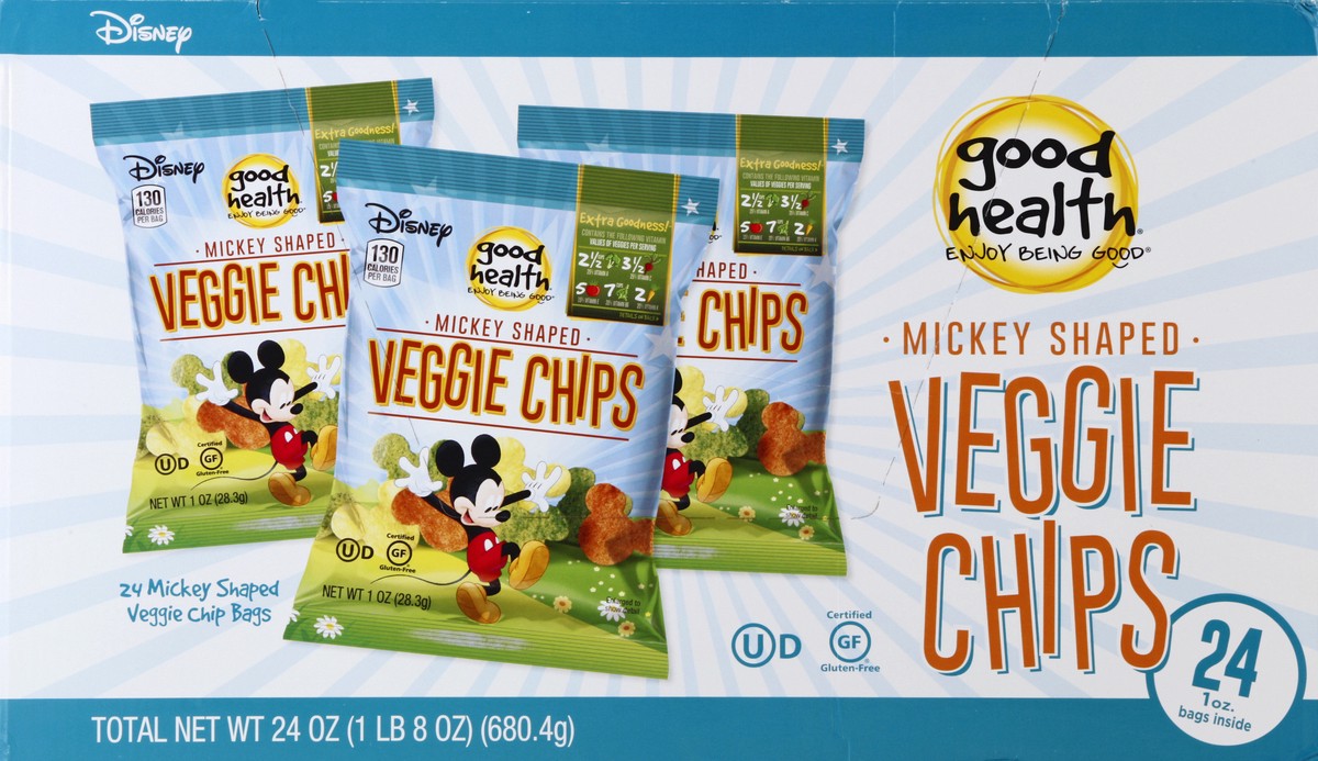 slide 4 of 4, Good Health Veggie Chips, Disney, Mickey Shaped, 24 Pack, 24 ct