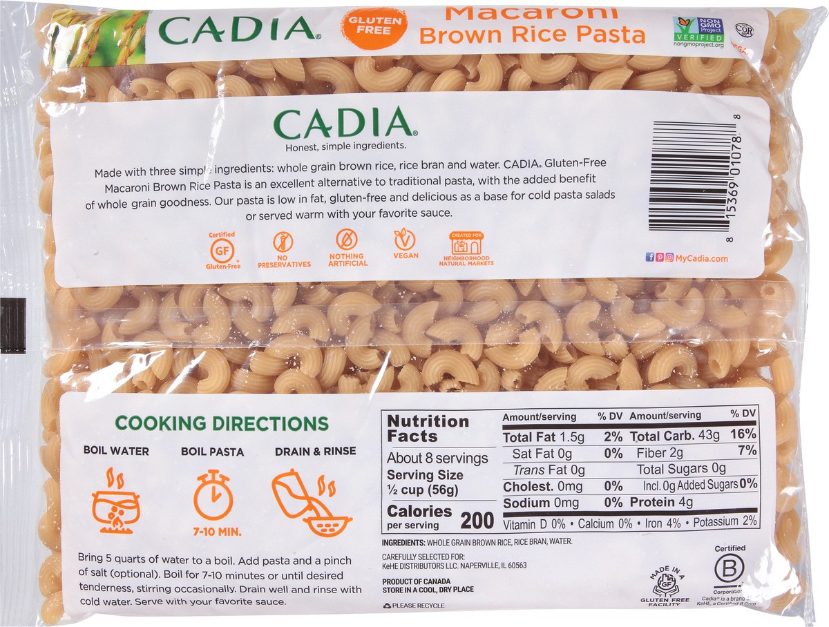 slide 12 of 14, Cadia Gluten-Free Macaroni Brown Rice Pasta 16 oz, 16 oz