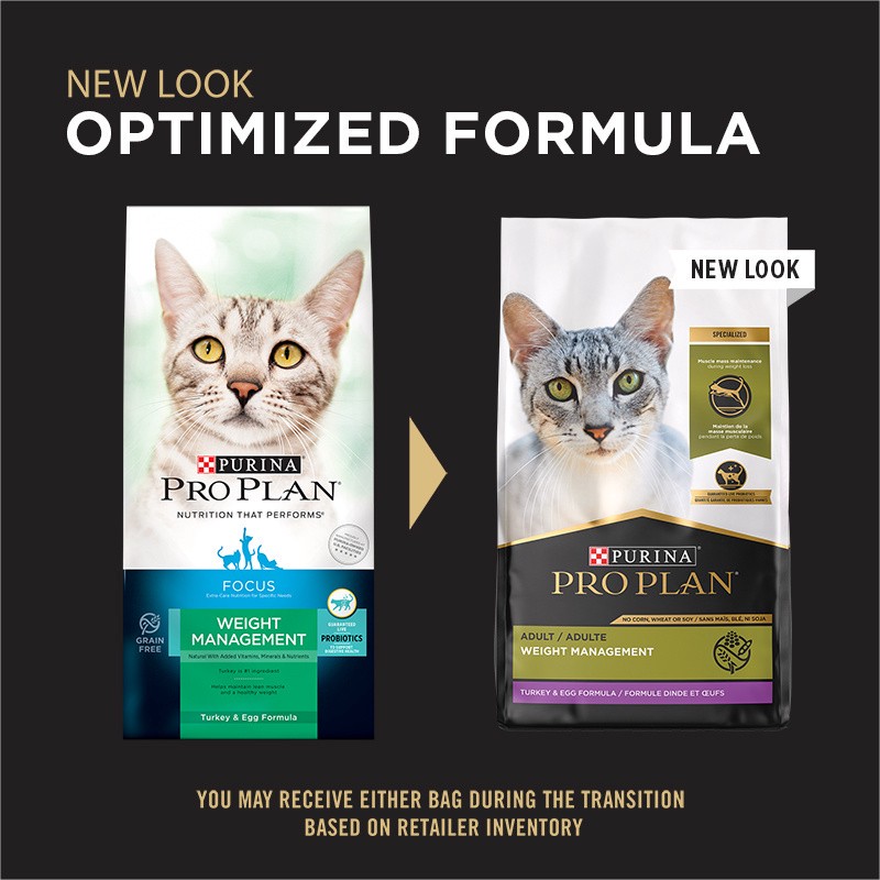 slide 3 of 8, Pro Plan Purina Pro Plan With Probiotics, Grain Free Weight Management Dry Cat Food, Turkey & Egg Formula, 5.5 lb