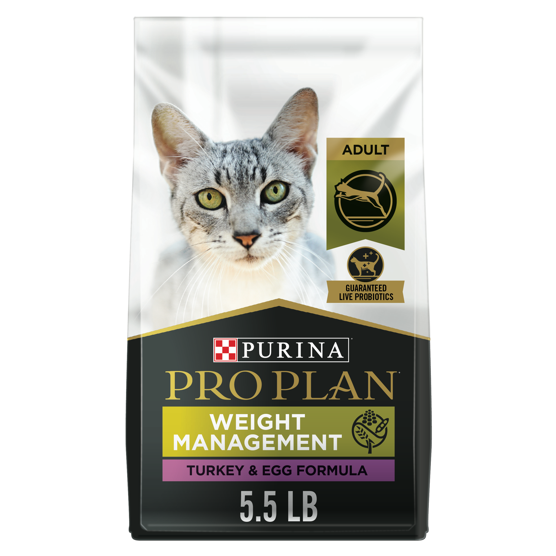 slide 1 of 8, Pro Plan Purina Pro Plan With Probiotics, Grain Free Weight Management Dry Cat Food, Turkey & Egg Formula, 5.5 lb