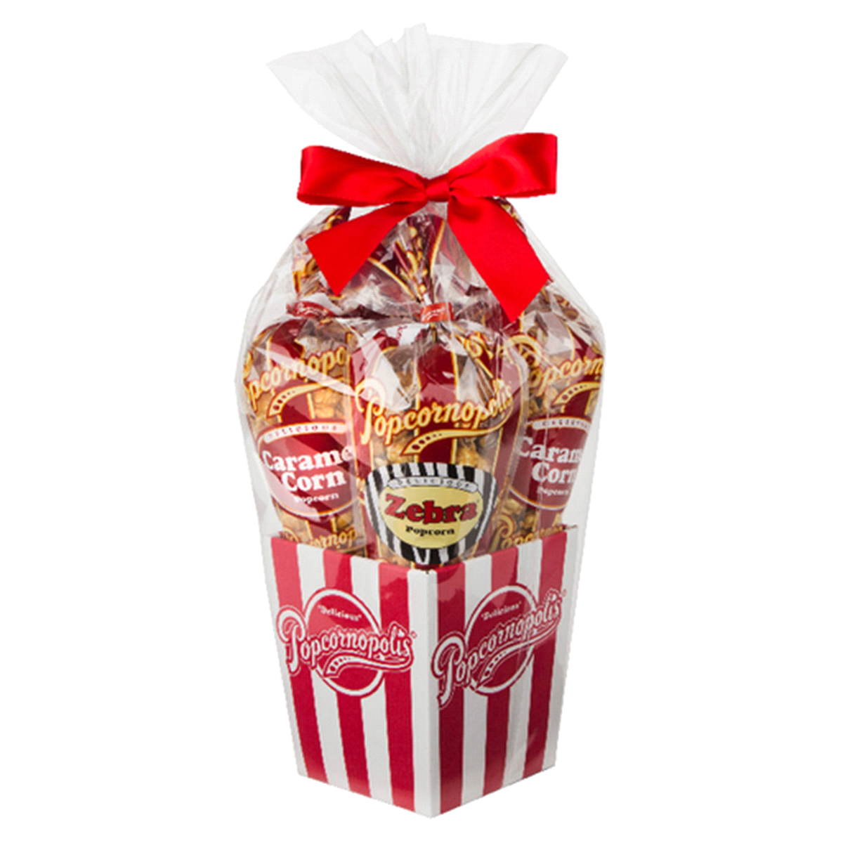 slide 1 of 1, Small 4-cone Red/white Gift Basket, 30 oz