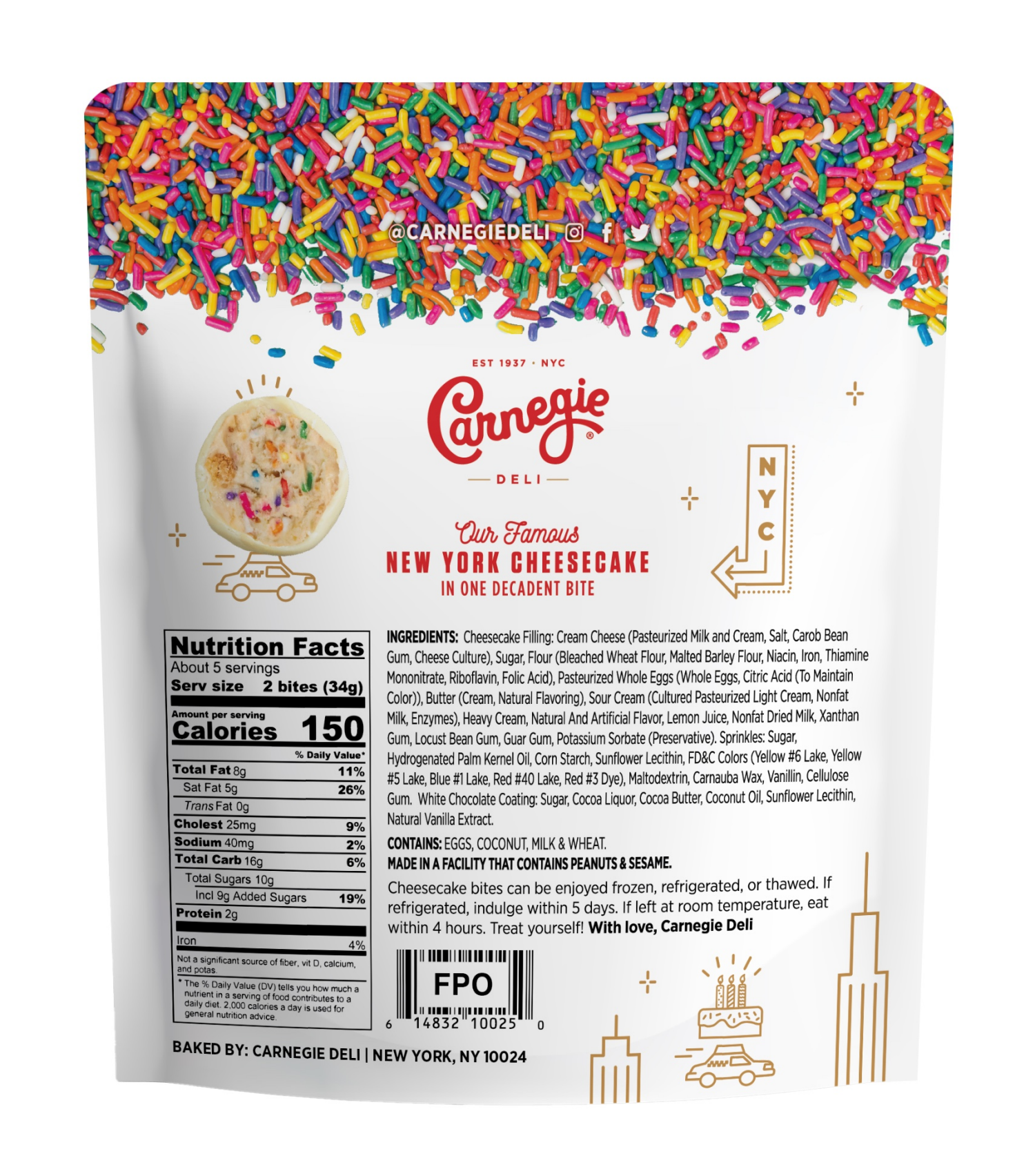 slide 2 of 2, Carnegie Birthday Cake Cheesecake Bites 3 oz, 3 oz