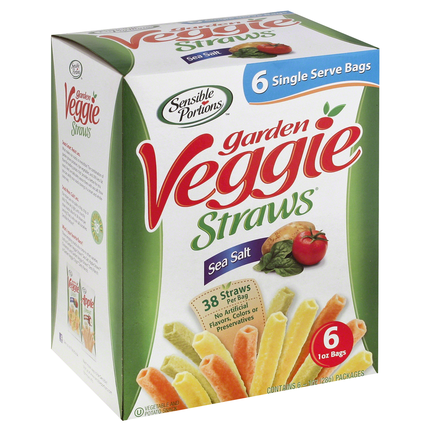 slide 1 of 1, Sensible Portions Garden Veggie Straws Sea Salt Vegetable & Potato Snack 6-1 oz. Packs, 6 oz